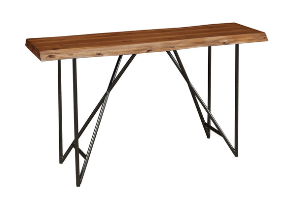 Homeroots 55" Brown And Black Solid And Manufactured Wood Cross Leg Console Table   524157