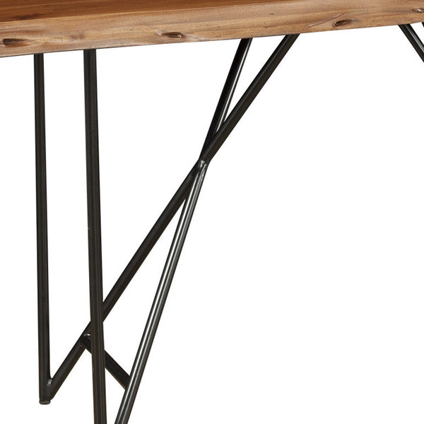 Homeroots 55" Brown And Black Solid And Manufactured Wood Cross Leg Console Table   524157