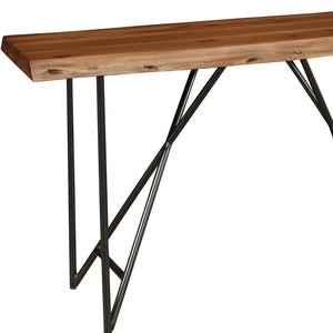 Homeroots 55" Brown And Black Solid And Manufactured Wood Cross Leg Console Table   524157