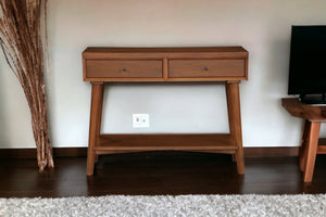 Homeroots 42" Brown Floor Shelf Console Table With Shelves And Drawers   524158
