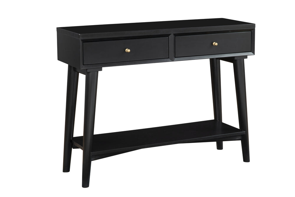 Homeroots 42" Black Floor Shelf Console Table With Shelves And Drawers   524159