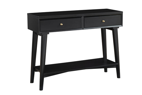 Homeroots 42" Black Floor Shelf Console Table With Shelves And Drawers   524159