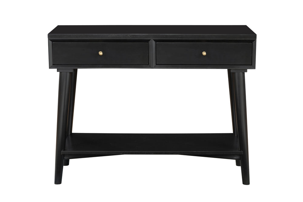 Homeroots 42" Black Floor Shelf Console Table With Shelves And Drawers   524159