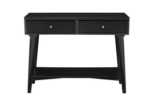 Homeroots 42" Black Floor Shelf Console Table With Shelves And Drawers   524159