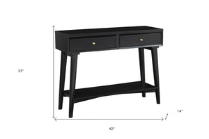 Homeroots 42" Black Floor Shelf Console Table With Shelves And Drawers   524159