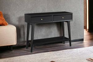 Homeroots 42" Black Floor Shelf Console Table With Shelves And Drawers   524159