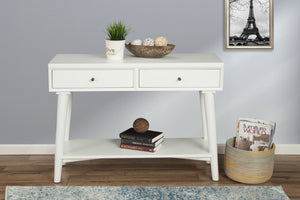 Homeroots 42" White Solid Wood Console Table With Shelves And Drawers   524160