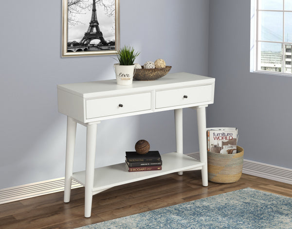 Homeroots 42" White Solid Wood Console Table With Shelves And Drawers   524160