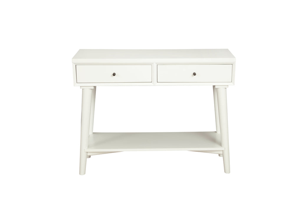 Homeroots 42" White Solid Wood Console Table With Shelves And Drawers   524160