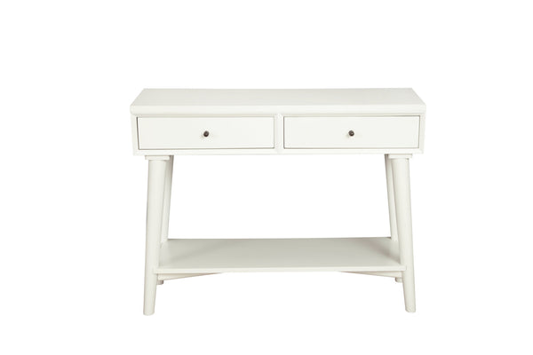 Homeroots 42" White Solid Wood Console Table With Shelves And Drawers   524160