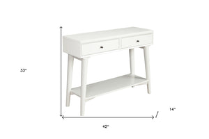 Homeroots 42" White Solid Wood Console Table With Shelves And Drawers   524160