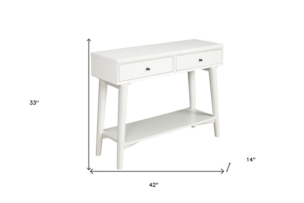 Homeroots 42" White Solid Wood Console Table With Shelves And Drawers   524160