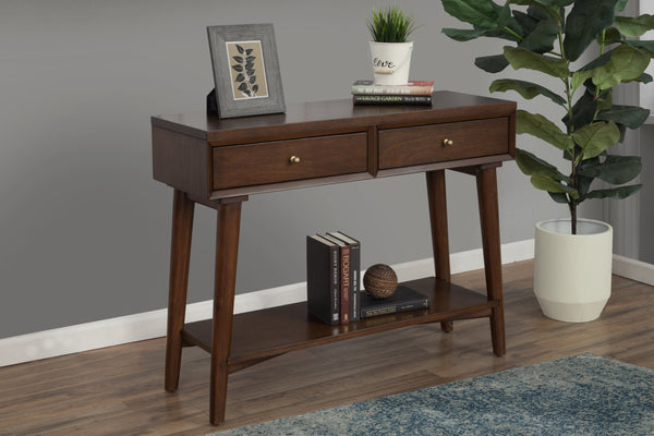 Homeroots 42" Brown Solid And Manufactured Wood Floor Shelf Console Table With Storage With Storage   524161