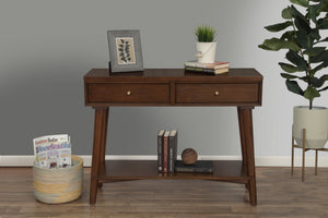 Homeroots 42" Brown Solid And Manufactured Wood Floor Shelf Console Table With Storage With Storage   524161
