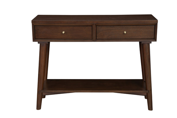 Homeroots 42" Brown Solid And Manufactured Wood Floor Shelf Console Table With Storage With Storage   524161