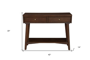 Homeroots 42" Brown Solid And Manufactured Wood Floor Shelf Console Table With Storage With Storage   524161