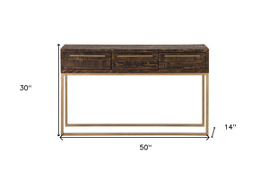 Homeroots 50" Taupe Solid And Manufactured Wood Frame Console Table With Storage   524162