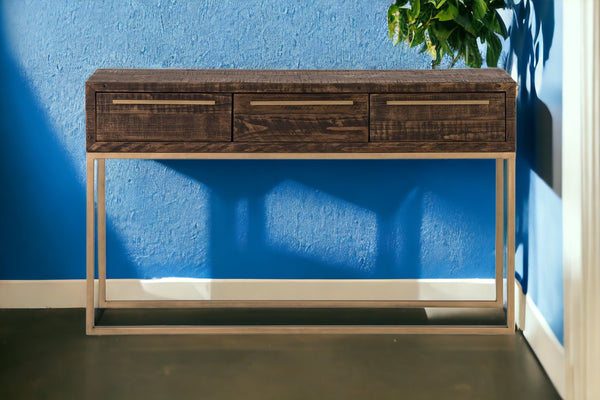 Homeroots 50" Taupe Solid And Manufactured Wood Frame Console Table With Storage   524162