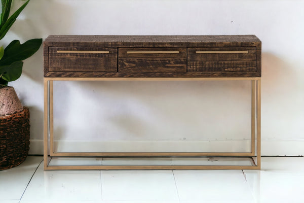 Homeroots 50" Taupe Solid And Manufactured Wood Frame Console Table With Storage   524162