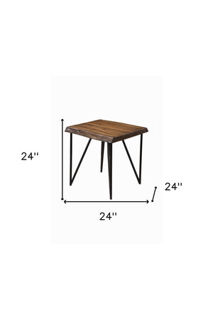 Homeroots 24" Black And Wood Brown Solid Wood End Table   524163
