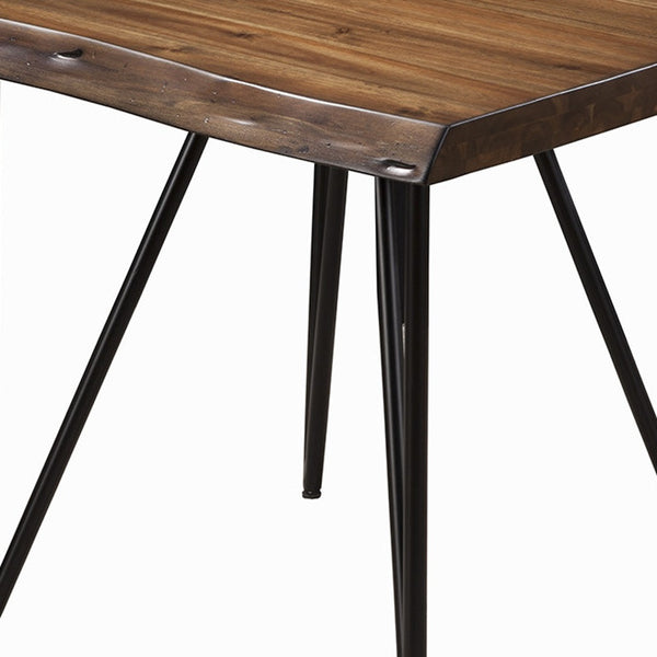 Homeroots 24" Black And Wood Brown Solid Wood End Table   524163