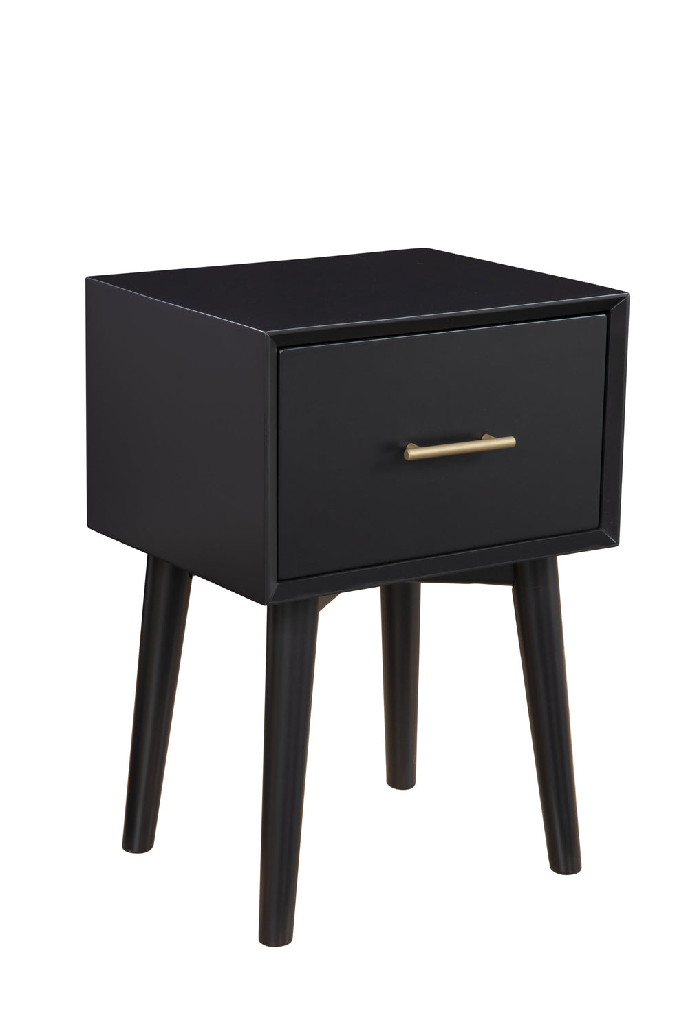 Homeroots 18" Black Mid Century Mod Wood End Table With Drawer   524165