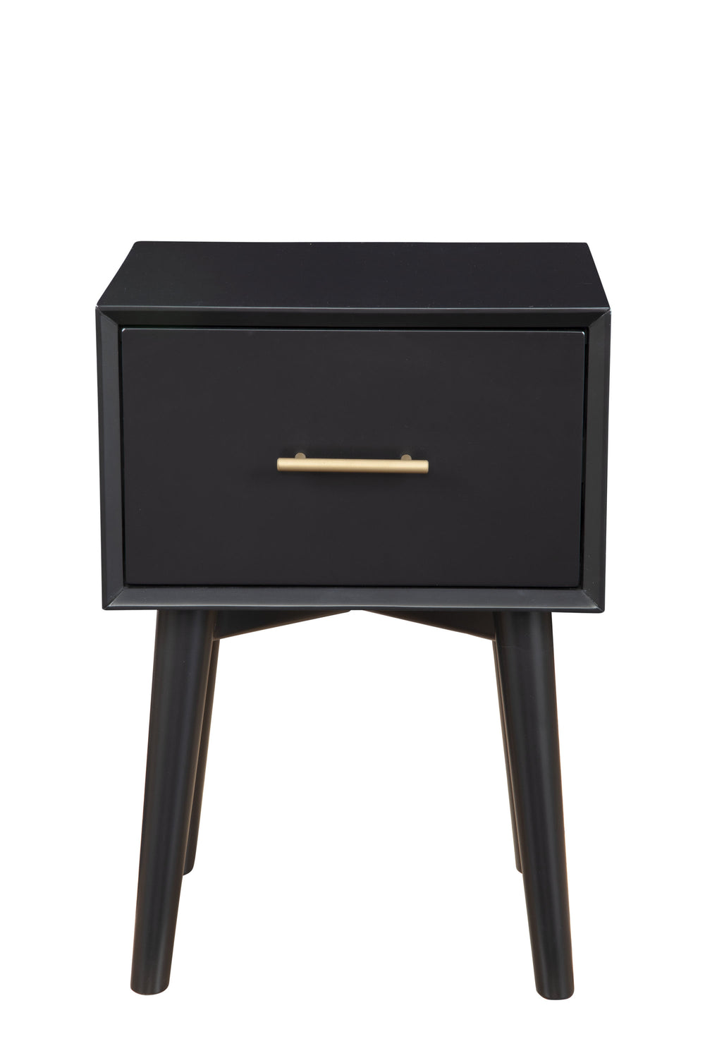 Homeroots 18" Black Mid Century Mod Wood End Table With Drawer   524165