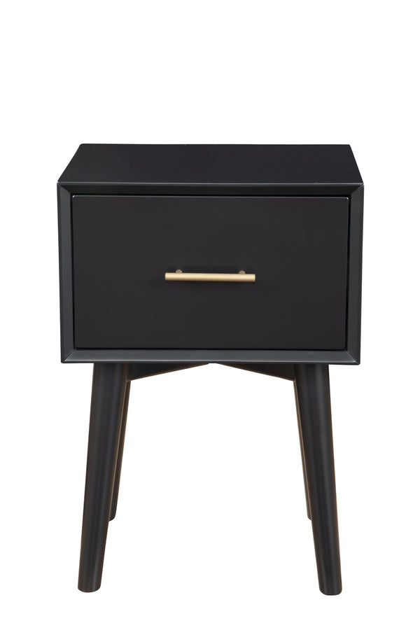 Homeroots 18" Black Mid Century Mod Wood End Table With Drawer   524165