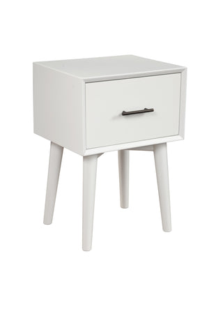 Homeroots 27" White Wood End Table With Drawer   524166