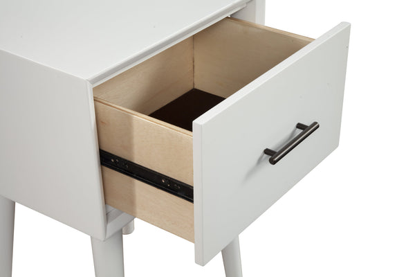 Homeroots 27" White Wood End Table With Drawer   524166