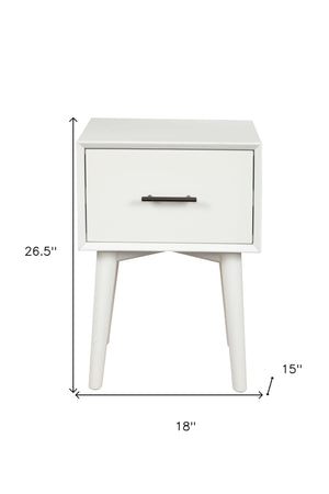Homeroots 27" White Wood End Table With Drawer   524166