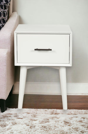 Homeroots 27" White Wood End Table With Drawer   524166