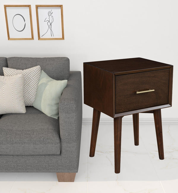 Homeroots 18" Brown Solid Manufactured Wood End Table With Drawer   524167