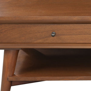 HomeRoots 48" Brown Solid Wood Coffee Table - Mid-Century Style with Drawer for Stylish & Functional Living Spaces 524170