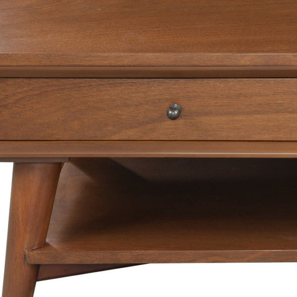 HomeRoots 48" Brown Solid Wood Coffee Table - Mid-Century Style with Drawer for Stylish & Functional Living Spaces 524170