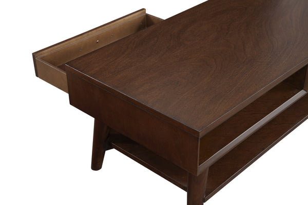 Homeroots 48" Brown Solid And Manufactured Wood Coffee Table With Drawer   524173