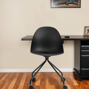 Homeroots Black Swivel Rolling Conference Office Chair - Durable Steel Frame & Comfortable Design For Workspaces  Polypropylene  524175
