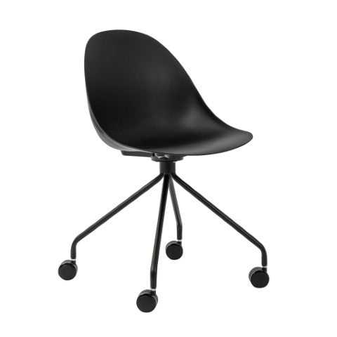 Homeroots Black Swivel Rolling Conference Office Chair - Durable Steel Frame & Comfortable Design For Workspaces  Polypropylene  524175