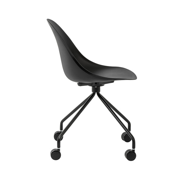 Homeroots Black Swivel Rolling Conference Office Chair - Durable Steel Frame & Comfortable Design For Workspaces  Polypropylene  524175