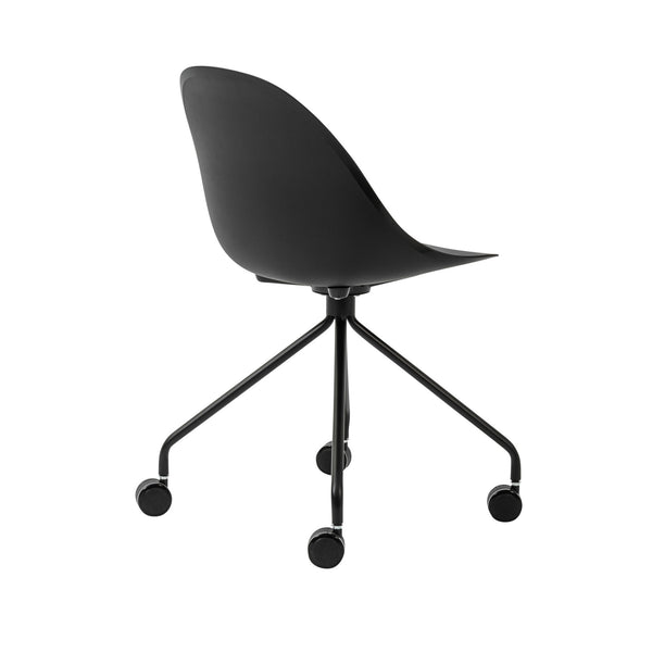 Homeroots Black Swivel Rolling Conference Office Chair - Durable Steel Frame & Comfortable Design For Workspaces  Polypropylene  524175