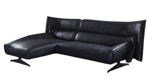 Homeroots Dark Gray Top Grain Leather L Shaped Two Piece Sofa And Chaise Sectional   524203
