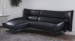 Homeroots Dark Gray Top Grain Leather L Shaped Two Piece Sofa And Chaise Sectional   524203