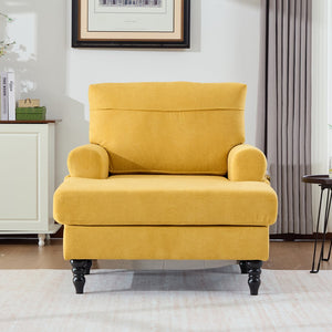 English Elm Modern Chenille Fabric Recliner Chaise Lounge Sofa with High-Resilience Foam, 550LB Capacity, Cozy Plush Backrest and Armrests for Living Room Relaxation Mustard yellow W395P371336