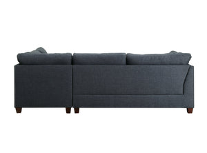 Homeroots Blue Linen L Shaped Two Piece Sofa And Chaise Sectional   524224