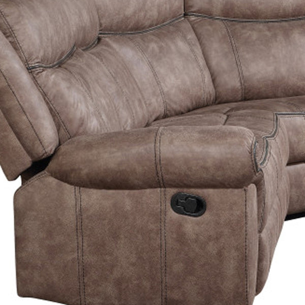 Homeroots Chocolate Velvet Reclining L Shaped Six Piece Corner Sectional With Console   524228