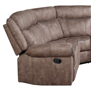 Homeroots Chocolate Velvet Reclining L Shaped Six Piece Corner Sectional With Console   524228