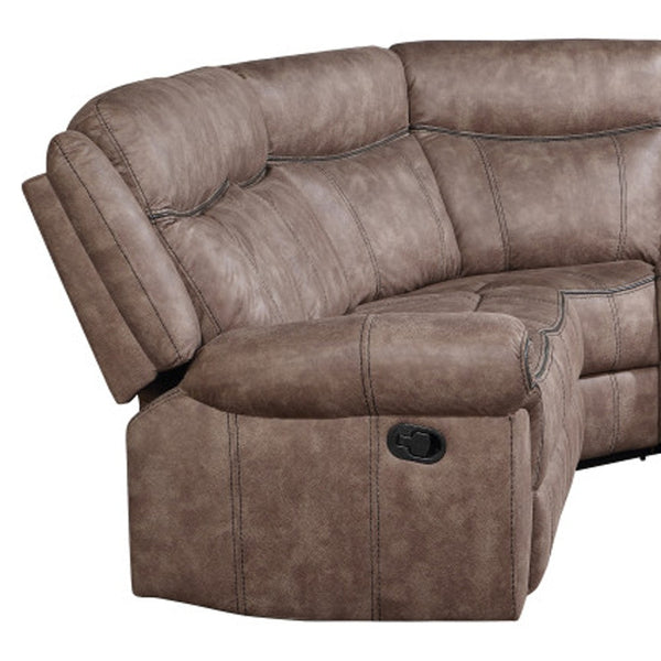 Homeroots Chocolate Velvet Reclining L Shaped Six Piece Corner Sectional With Console   524228