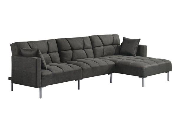 Homeroots Dark Gray Polyester Modular L Shaped Two Piece Sofa And Chaise Sectional And Toss Pillows   524234