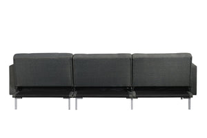 Homeroots Dark Gray Polyester Modular L Shaped Two Piece Sofa And Chaise Sectional And Toss Pillows   524234