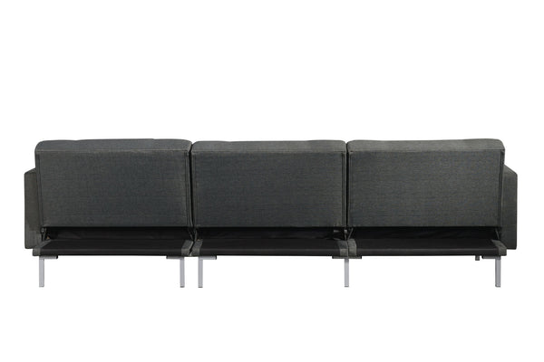 Homeroots Dark Gray Polyester Modular L Shaped Two Piece Sofa And Chaise Sectional And Toss Pillows   524234